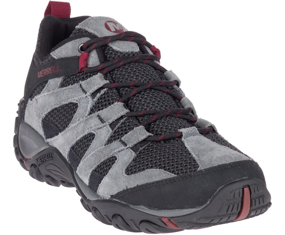 Buty Sportowe Merrell Męskie Szare/Czarne - Alverstone Wide Width - 857469-SRE